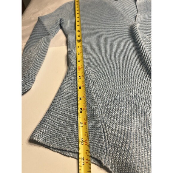 Eileen Fisher Linen Light Blue Open Front Asymmetrical Cardigan Sweater Sz PS - Picture 13 of 13